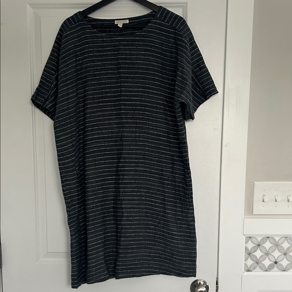 Eileen Fisher Charcoal and White Striped Top